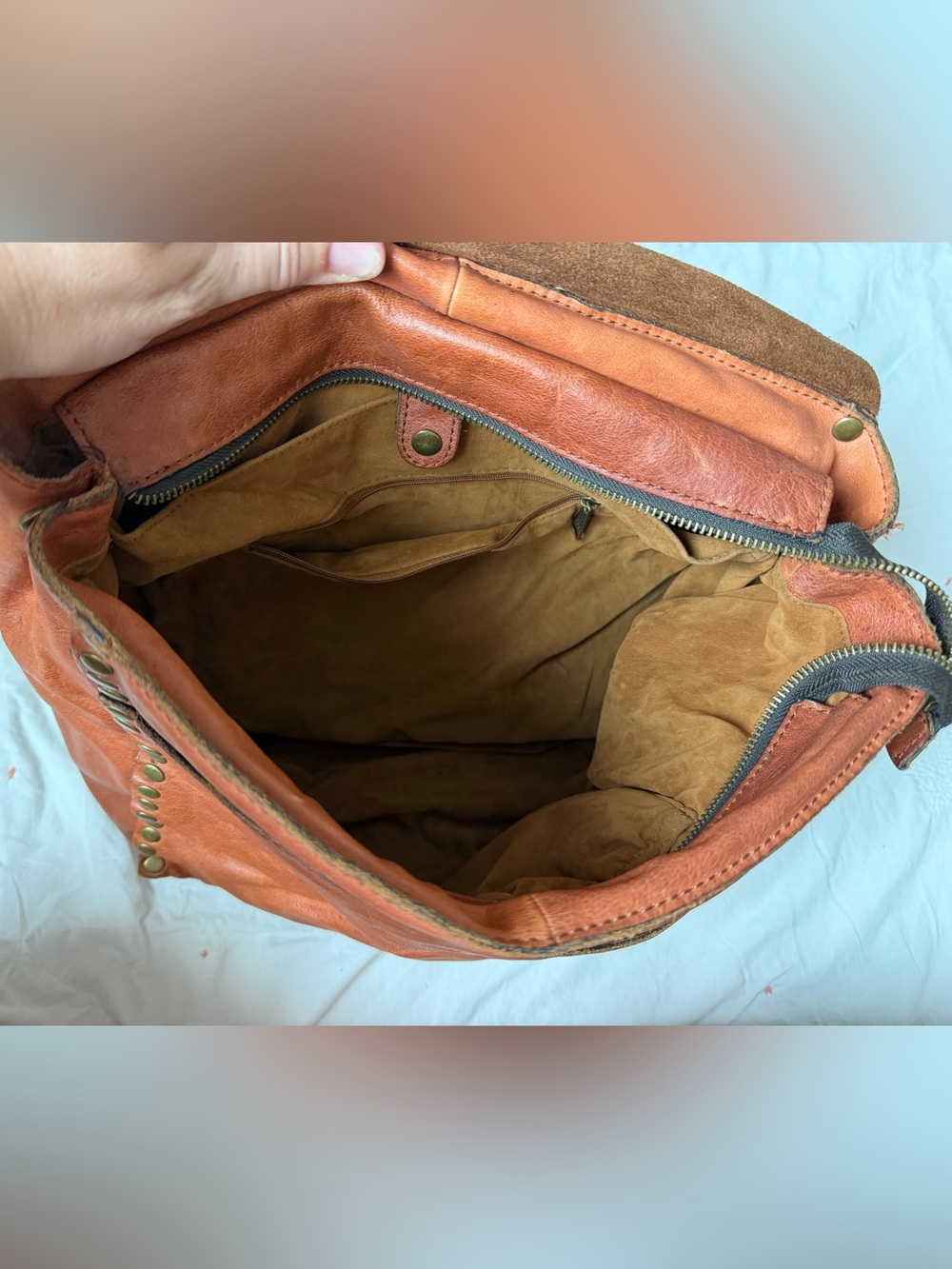 Rust Leather Studded Backpack - Picture 9 of 10